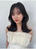大人可愛いブリーチなしラベンダーグレージュカラーふわミディ