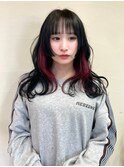 ◆インナーカラーアプリコットオレンジ//くびれヘア