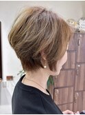 夏くびれヘアアプリコットオレンジハイライトカラー
