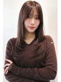 レイヤー/ミディアム・ロング/20代/顔周り/ブラウンベージュ