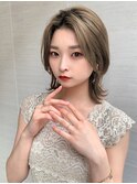 美白感☆大人レイヤダークアッシュシアーカラーセミディカール