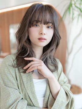 エースハバナ 渋谷(1 HAVANA) 20代30代大人かわいい斜めバングデザインカラーシルキーベージュ