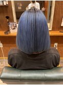 ボブヘアブリーチカラーシャドウルーツブルーカラー
