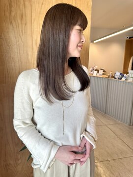 リノア 鵠沼海岸(LINOA) デザインカラー/レイヤーカット/ウェットヘア/オリーブベージュ