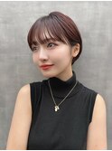 大人かわいい小顔耳かけショート×チェリーブラウン[横浜駅]