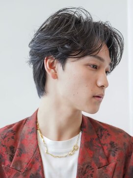 ケアリー 練馬(Carelly) ツイストパーマ七三オールバックマッシュウルフスリークショート