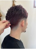 フェード×パーマ×ヴィンテージレッド