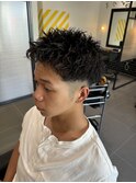 ピンパーマ×刈り上げスパイキーショート