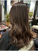 ロングレイヤー×ナチュラルパーマ×ココアブラウン