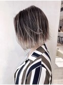 バレイヤージュボブ_毛先パーマことりベージュ