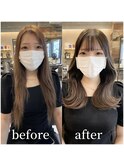 韓国風ヘア 外国人風ヘア くびれヘア 透明感グレージュM825