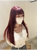 ワインレッド 姫カット