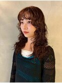 丸型ホワイトグレージュミニウルフデジタルパーマチェリーブラウ