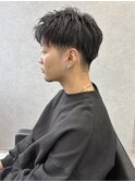 群馬太田メンズショートツイストスパイラルパーマフェード眉毛