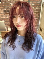 ボコカ(bococa)&nbsp;大人女性ロングレイヤーパーマニュアンスパーマレッドカラー