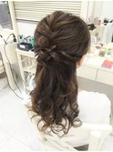 編み込みハーフアップ