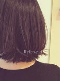 外はね切りっぱなしボブ×ナチュラルベージュ