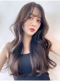 ロングダークグレージュ_外ハネボブセクションカラー_39264