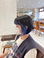 ヘアーアンドメイク サワ 上田本店(SAWA) 大人かわいいストレート切りっぱなしインナーカラー耳掛け小顔