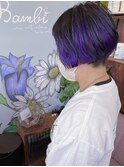刈り上げ前下がりボブ＊ダブルカラー*パープル*Bambi松平愛