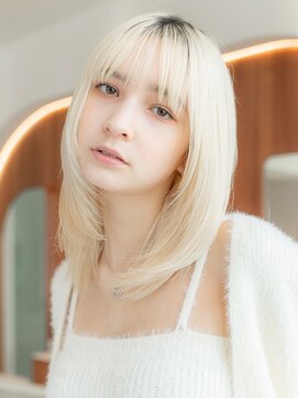 メゾンバイハバナ(maison by HAVANA) 20代30代大人かわいい韓国風小顔ロングレイヤーグレーベージュ