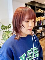 シアン ヘア デザイン(cyan hair design) 【cyan】ウルフカット × アプリコットオレンジ