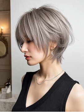 アイドットプラス 表参道(i.+omotesando) 前髪小顔ハイトーンカラー大人ショートボブヘア20代30代40代