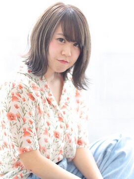 ヘアリゾート バレンタイン(hair+resort valentine) 切りっぱなし外ハネボブ×スモーキーグレージュ