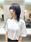【.eer/ディア】ネイビーブルー/やわらかウルフカット