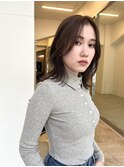センター分けミディアム 切りっぱなしロブ 顔周りレイヤー 銀座