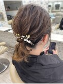 ローポニーテール／結婚式お呼ばれヘア／二次会ヘア／ミディアム