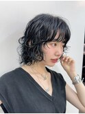 マッシュパーマショートボブウェーブヘアレイヤーボブヘア