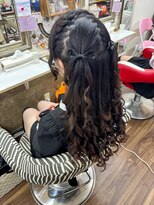 ヘアセットアップス(UP's) 推し活ヘア♪『あみカチュツインハーフひもリボン♪』可愛い
