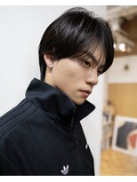 ガーデン 銀座(GARDEN) 黒髪メンズマッシュ リバースセンターパートサーフカール 銀座