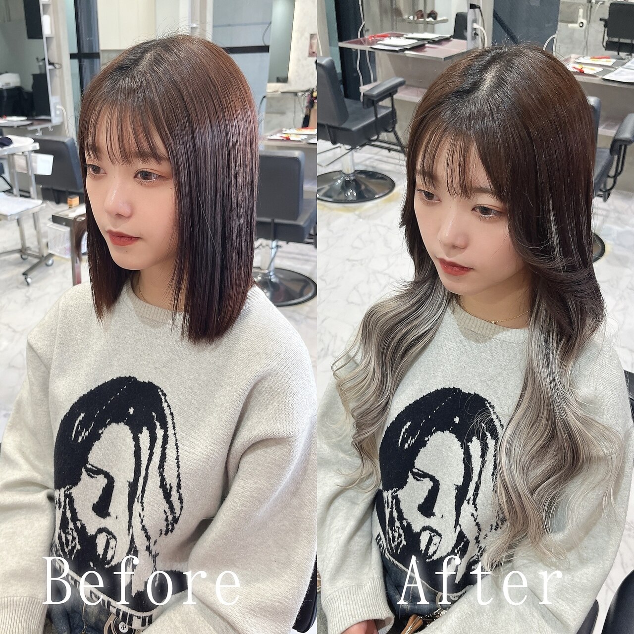 アッシュベージュ#シールエクステ#大人かわいい#小倉