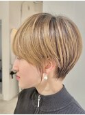 別府ショートボブ顔まわりレイヤーカット髪質改善カラー30代