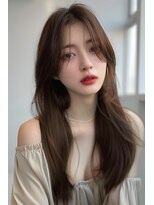 ラナ 新宿(lana)&nbsp;ロング/顔周り/ブラウン/センター分け/【lana hair新宿】