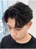奈良men's強めフェザーパーマフェザーショート