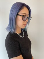 ヘアデザイン アンジェロ(Hair Design Angelo)&nbsp;ラズベリーブルー/切りっぱなしロブ/20代/30代/