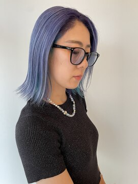 ヘアデザイン アンジェロ(Hair Design Angelo) ラズベリーブルー/切りっぱなしロブ/20代/30代/