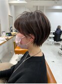 マロンベージュ Aラインボブドレスヘアかきあげロング