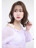 大人可愛い/くすみベージュひし型韓国風巻外ハネウルフ池袋