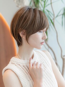 メゾンバイハバナ(maison by HAVANA) 20代30代大人かわいい前髪パーマ小顔ショートボブグレーベージュ