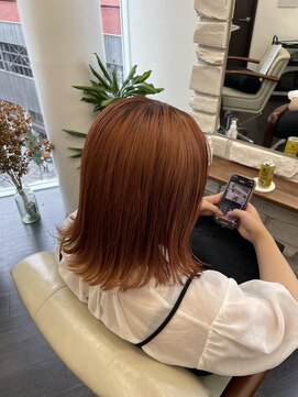 エヌプラス(N+) 切りっぱなしボブ/エアリーロング/美髪/ピンクブラウン