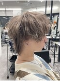 ハイライトメンズ波巻きスパイラルパーマサーフスタイルウルフ