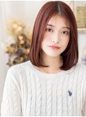 センターパート艶カラー切りっぱなしミディa北浦和20代30代40代