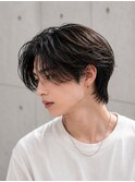 韓国風センターパート ツーブロック アップバング 束感ショート