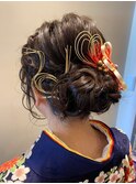 ♪成人式・卒業式・お着物ヘア♪水引アレンジ シニヨン♪