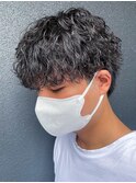 波巻きスパイラルパーマセンターパート波巻きパーマツーブロック