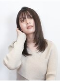 さらっとセミロング/ミディアム/顔まわりレイヤー/30代/梅田